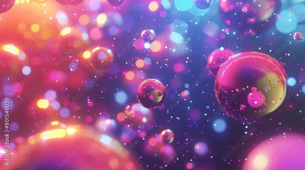 Poster vibrant colorful spheres floating in space abstract 3d render
