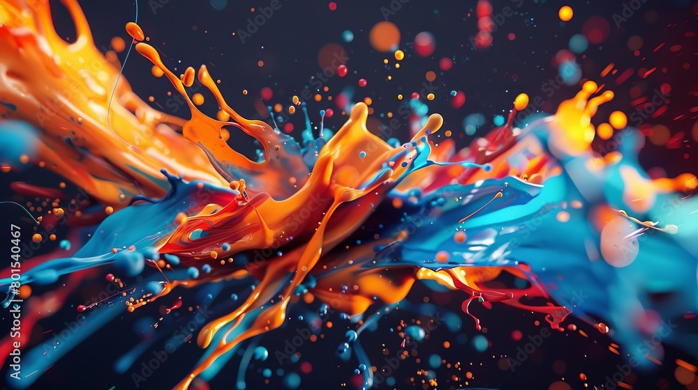Aufkleber vibrant paint splashes exploding in dynamic composition abstract 8k desktop wallpaper