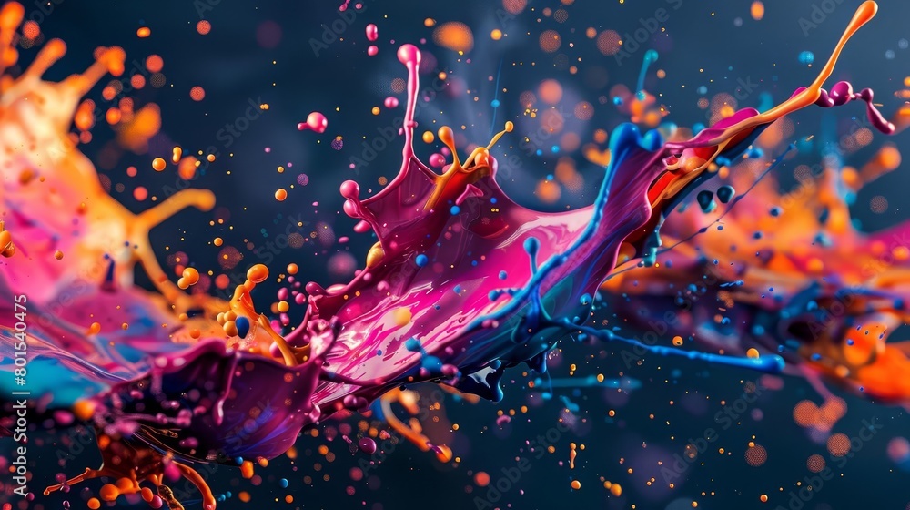 Aufkleber vibrant paint splashes exploding in dynamic composition abstract 8k desktop wallpaper
