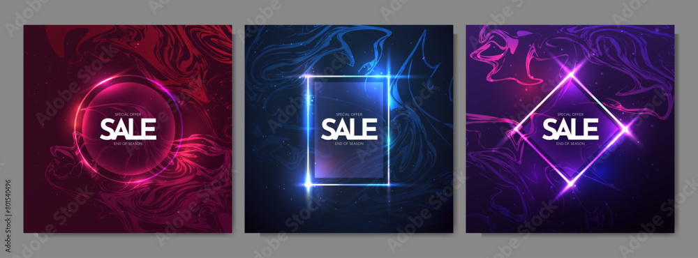 Poster vector illustration. liquid effect background with light geometric banner. dark gradient color banne