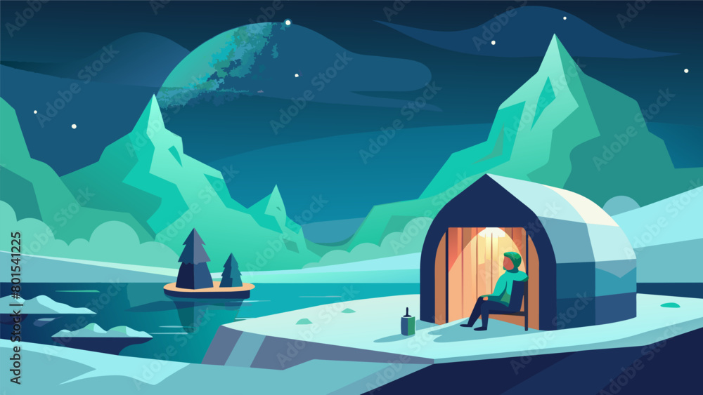 Poster step into a unique ice sauna in the arctic where you can relax in subzero temperatures while gazing 