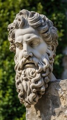 Obraz premium Weathered stone sculpture of an ancient figure