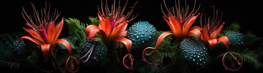 Fototapeta premium Vibrant tropical flowers and foliage