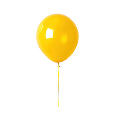 Yellow balloon isolated on white or transparent background