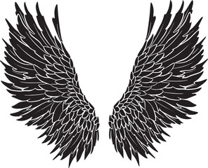Feather Wings in the form of Angel or Dragon Illustration in Vector