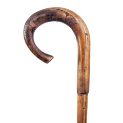 Vintage Wooden Walking Cane isolated on white or transparent background