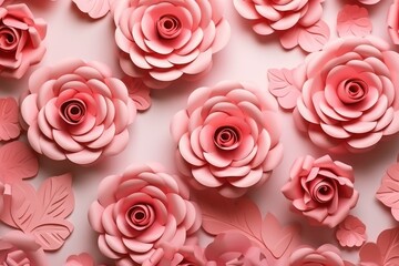 Vibrant paper roses in pink hues