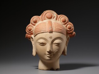 Ornate terracotta sculpture of a serene deity