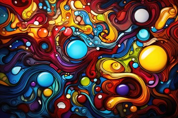 Vibrant abstract fluid art painting