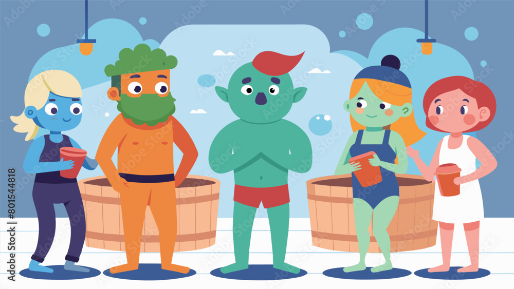 Poster The cartoon characters dive into a steamy sauna and explain how sweating can help detoxify the body and remove harmful toxins..