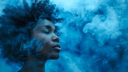 Modern minimalist portrait of a pensive person with symbolic graphic element