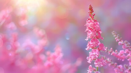 Obraz premium A tight shot of a pink blossom against a softly blurred backdrop of pink and white blooms