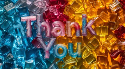 Fototapeta premium Colorful Glass Thank you concept creative art poster.