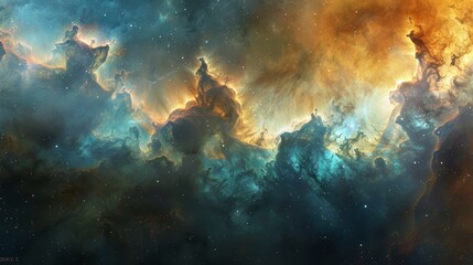 A breathtaking cosmic panorama featuring dynamic nebulae and stellar clusters.