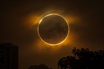 Solar Eclipse with yellow ring