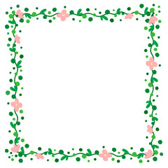 Green Frame With Pink Flowers