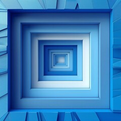 Blue and white geometric shapes form a mesmerizing tunnel that seems to go on forever.
