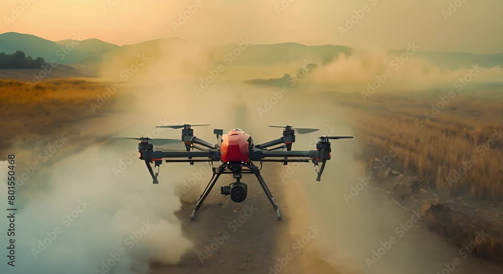 Poster utilizing drone technology with sensors and cameras for precision agriculture. concept drone technol