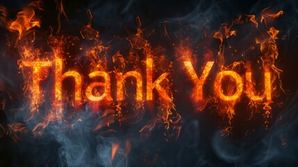 Fire Thank you concept creative art poster.