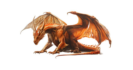 Mystical and Fierce Full Body Image of a Medieval Dragon, Isolated on Transparent Background, PNG