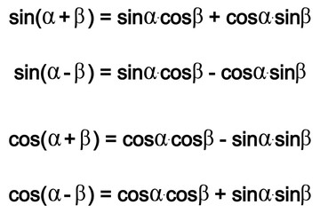 Addition formulas for the sine and cosine functions