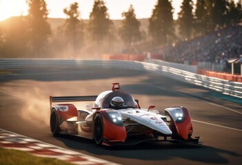 'driver race finishing blur pass motion rendering point sunrise background d car speed circuit track competition road asphalt fast auto drive view formula winner 1 line sport'