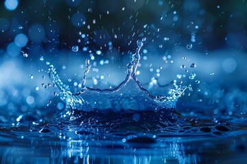 Dynamic Blue Water Splash on a Vibrant Blue Background