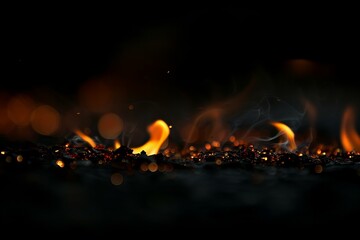 Close-Up View of Vibrant Flames Against Dark Background