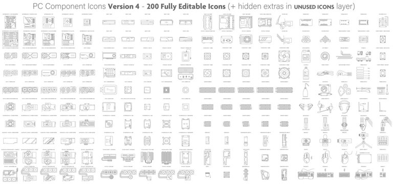 PC Component icons, PC Parts icons VERSION 4: all computer components imaginable. Information Technology for pc building and computer upgrades is better promoted with the right icons