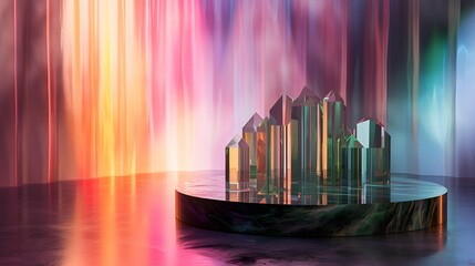 luxury colourful tropical marble elegant Platform podium background shapes and curtains Geometric product show