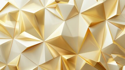 White and gold geometric background. Abstract polygonal design.