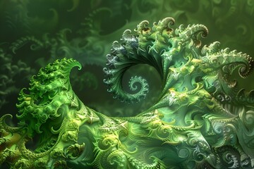 Vibrant Green Abstract Fractal Art for Creative Background
