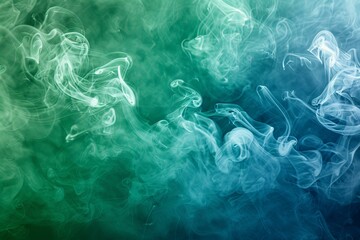Ethereal Green and Blue Smoke Swirls on Dark Background