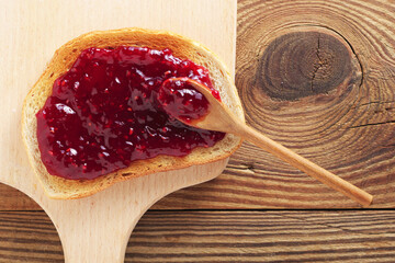 Slice of toasted bread with jam