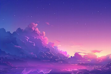 Stunning Purple and Blue Sky Over Serene Landscape