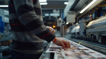 Obraz premium Man Working in Printing Press