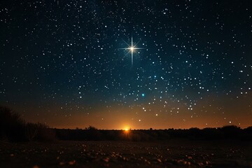 Starry Sky Over Serene Landscape at Twilight Hour