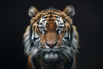 Majestic Tiger Portrait on a Deep Black Background