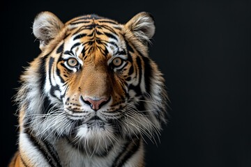 Fototapeta premium Stunning Close-Up of Tiger Against a Black Background