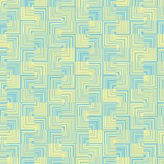 Geometric seamless vector pattern generated with quarters of concentric outlined squares. Abstract illustration background of rotated angles.