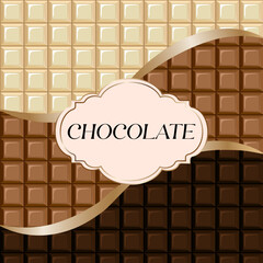 Background of colorful chocolate.Multicolored chocolate with decor in vector illustration.