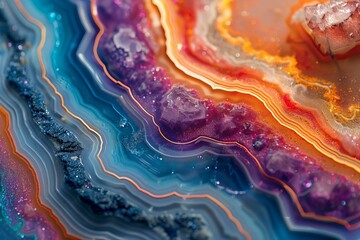Vibrant Agate Dust Patterns with Multicolored Ripple Effect