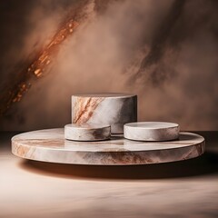 luxury colourful tropical marble elegant Platform podium background shapes and curtains Geometric product show