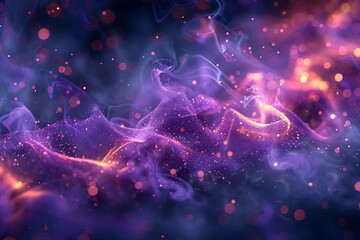 Mystical Purple Flames and Glowing Dust on a Dark Background