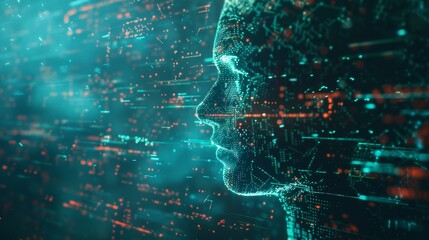 Futuristic Cyber Profile: Detailed Digital Representation of a Human Face

