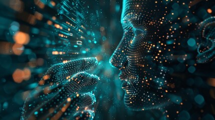 Futuristic Cyber Profile: Detailed Digital Representation of a Human Face

