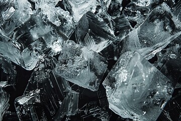 Stunning Close-Up of Ice Crystals on a Black Background