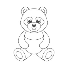 Toy Teddy bear Panda sitting. Coloring page for kids.