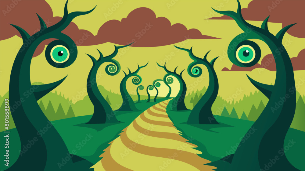Aufkleber the trees along the paranoia pathway seem to grow in strange and unnatural shapes their twisted form