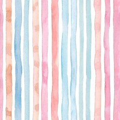 Pastel colored watercolor stripes, seamless pattern swatch